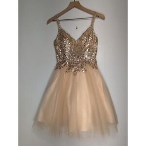 Cinderella Divine Short Embellished A-Line Tulle Dress Size Small Sequin